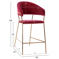 ΣΚΑΜΠΟ ΜΕΣ.ΥΨΟΥΣ THEODORE HM8734.06 ΒΕΛΟΥΔΟ ΚΟΚΚΙΝΟ--ΕΠΙΧΡΥΣΟΣ ΣΚΕΛΕΤΟΣ 60x55x100Yεκ