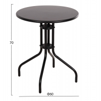 ΣΕΤ ΤΡΑΠΕΖΑΡΙΑΣ 3ΤΜΧ LINO HM10728.03-- 2 ΜΕΤΑΛ. ΚΑΡΕΚΛΕΣ--ΣΤΡΟΓΓΥΛΟ ΤΡΑΠΕΖΙ Φ60εκ ΜΑΥΡΟ