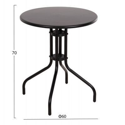 ΣΕΤ ΤΡΑΠΕΖΑΡΙΑΣ 3ΤΜΧ LINO HM10728.03-- 2 ΜΕΤΑΛ. ΚΑΡΕΚΛΕΣ--ΣΤΡΟΓΓΥΛΟ ΤΡΑΠΕΖΙ Φ60εκ ΜΑΥΡΟ