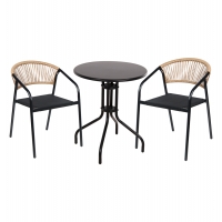 ΣΕΤ ΤΡΑΠΕΖΑΡΙΑΣ 3ΤΜΧ LINO HM10728.03-- 2 ΜΕΤΑΛ. ΚΑΡΕΚΛΕΣ--ΣΤΡΟΓΓΥΛΟ ΤΡΑΠΕΖΙ Φ60εκ ΜΑΥΡΟ