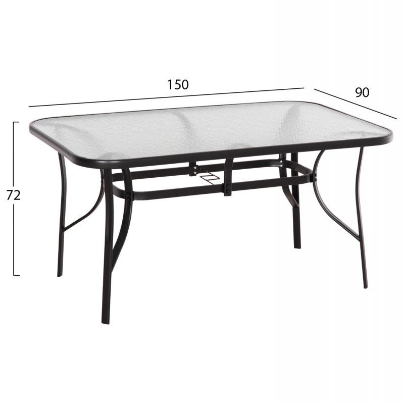 ΣΕΤ ΤΡΑΠΕΖΑΡΙΑΣ 5ΤΜΧ BRUNO HM10729.03 ΚΑΡΕΚΛΕΣ ΜΕΤΑΛΛΙΚΕΣ & ΤΡΑΠΕΖΙ 150x90εκ ΜΑΥΡΟ