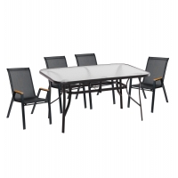 ΣΕΤ ΤΡΑΠΕΖΑΡΙΑΣ 5ΤΜΧ BRUNO HM10729.03 ΚΑΡΕΚΛΕΣ ΜΕΤΑΛΛΙΚΕΣ & ΤΡΑΠΕΖΙ 150x90εκ ΜΑΥΡΟ