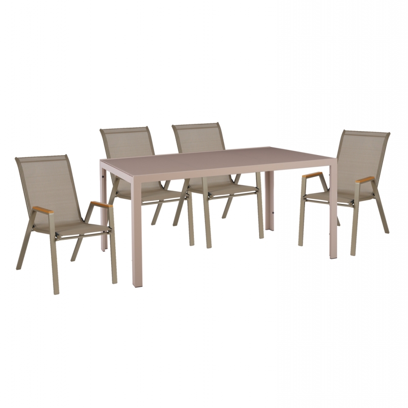 ΣΕΤ ΤΡΑΠΕΖΑΡΙΑΣ 5ΤΜΧ OFER HM10729.04 ΚΑΡΕΚΛΕΣ ΜΕΤΑΛ. & ΤΡΑΠΕΖΙ 150x90εκ ΚΑΠΟΥΤΣΙΝΟ