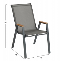 ΣΕΤ ΤΡΑΠΕΖΑΡΙΑΣ 3ΤΜΧ FIGO HM10730.01-- 2 ΚΑΡΕΚΛΕΣ & ΤΕΤΡΑΓΩΝΟ ΤΡΑΠΕΖΙ 70x70εκ ΓΚΡΙ