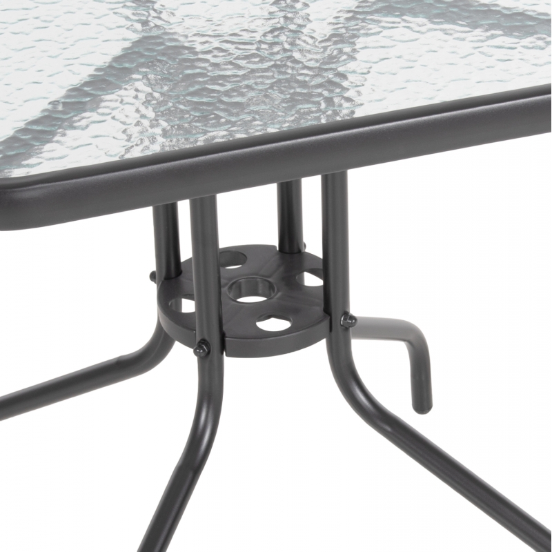 ΣΕΤ ΤΡΑΠΕΖΑΡΙΑΣ 3ΤΜΧ FIGO HM10730.01-- 2 ΚΑΡΕΚΛΕΣ & ΤΕΤΡΑΓΩΝΟ ΤΡΑΠΕΖΙ 70x70εκ ΓΚΡΙ