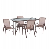 ΣΕΤ ΤΡΑΠΕΖΑΡΙΑΣ 5ΤΜΧ BRAVO HM10731--4 ΚΑΡΕΚΛΕΣ & ΤΡΑΠΕΖΙ 120x70εκ ΚΑΦΕ