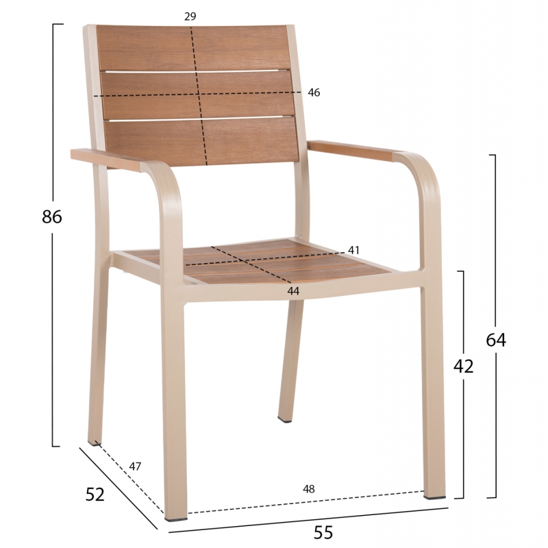 ΣΕΤ ΤΡΑΠΕΖΑΡΙΑΣ TABER HM10738.04 ΤΡΑΠΕΖΙ & 6 ΠΟΛΥΘΡΟΝΕΣ-ΑΛΟΥΜΙΝΙΟ & POLYWOOD-ΣΑΜΠΑΝΙ