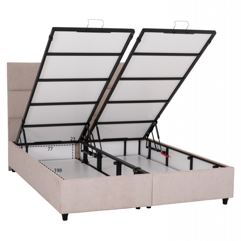 ΚΡΕΒΑΤΙ MILO ΔΙΠΛΟ ΜΕ ΑΠΟΘΗΚΕΥΤΙΚΟ ΧΩΡΟ HM622.32 ΜΠΕΖ ΥΦΑΣΜΑ-- ΓΙΑ ΣΤΡΩΜΑ 160x200εκ