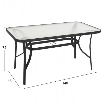 ΤΡΑΠΕΖΙ BRUNO HM5106.03 ΜΑΥΡΟ ΜΕΤΑΛΛΙΚΟ ΜΕ ΓΥΑΛΙΝΗ ΕΠΙΦΑΝΕΙΑ 140Χ80Χ72Υεκ