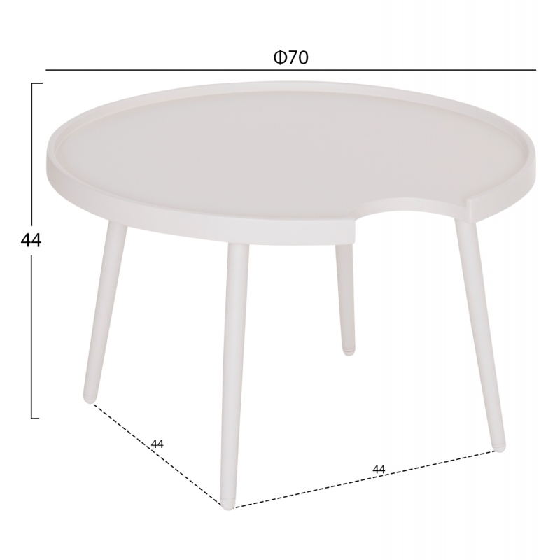 ΤΡΑΠΕΖΙ ΜΕΣΗΣ ΣΤΡΟΓΓΥΛΟ ΕΞ.ΧΩΡΟΥ TEROC HM6434.02 ΑΛΟΥΜΙΝΙΟ ΛΕΥΚΟ Φ70x44Υεκ