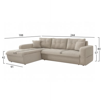 ΚΑΝΑΠΕΣ ΚΡΕΒΑΤΙ ΑΡΙΣΤΕΡΗ ΓΩΝΙΑ KANSO HM3338.03L ΜΠΕΖ ΥΦΑΣΜΑ 244x188x80Υεκ ΚΑΝΑΠΕΣ ΚΡΕΒΑΤΙ ΑΡΙΣΤΕΡΗ ΓΩΝΙΑ KANSO HM3338.03L ΜΠΕΖ ΥΦΑΣΜΑ 244x188x80Υεκ