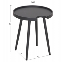 ΤΡΑΠΕΖΙ ΒΟΗΘΗΤΙΚΟ ΣΤΡΟΓΓΥΛΟ ΕΞ.ΧΩΡΟΥ TEROC HM6433.01 ΑΛΟΥΜΙΝΙΟ ΓΚΡΙ Φ47x53Υεκ