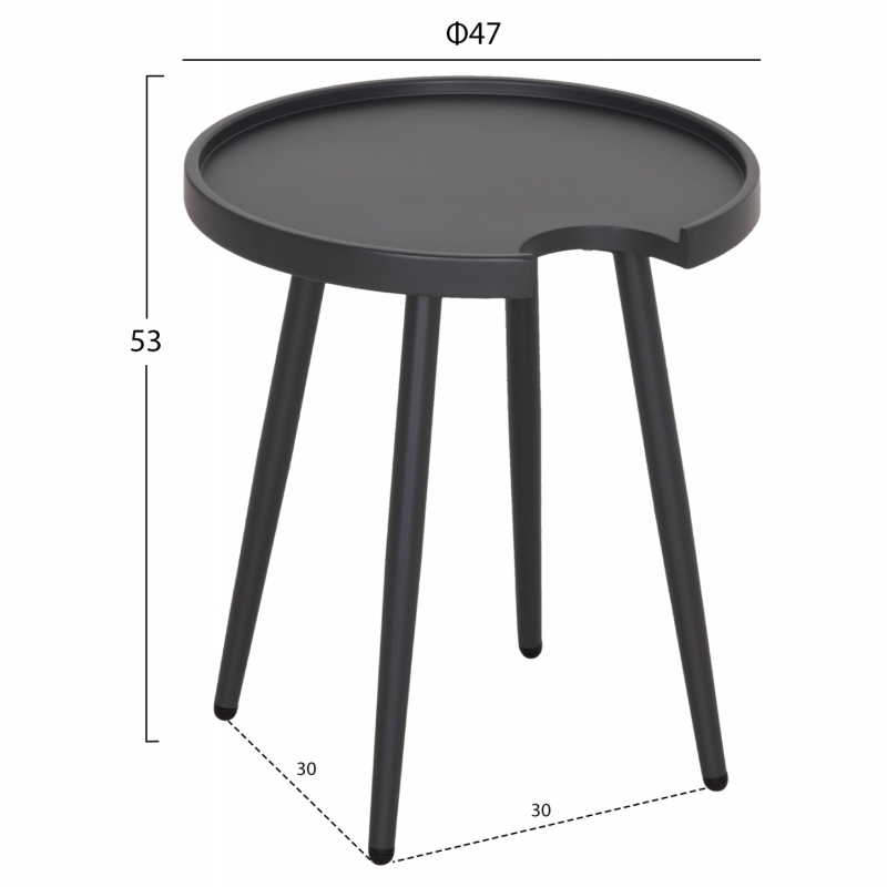 ΤΡΑΠΕΖΙ ΒΟΗΘΗΤΙΚΟ ΣΤΡΟΓΓΥΛΟ ΕΞ.ΧΩΡΟΥ TEROC HM6433.01 ΑΛΟΥΜΙΝΙΟ ΓΚΡΙ Φ47x53Υεκ