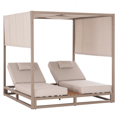 ΔΙΠΛΗ ΞΑΠΛΩΣΤΡΑ ΑΛΟΥΜΙΝΙΟΥ ΠΑΡΑΛΙΑΣ ΜΕ ΣΚΙΑΣΤΡΟ GALLANT HM6097.04 ΚΑΠΟΥΤΣΙΝΟ 2x2x2μ