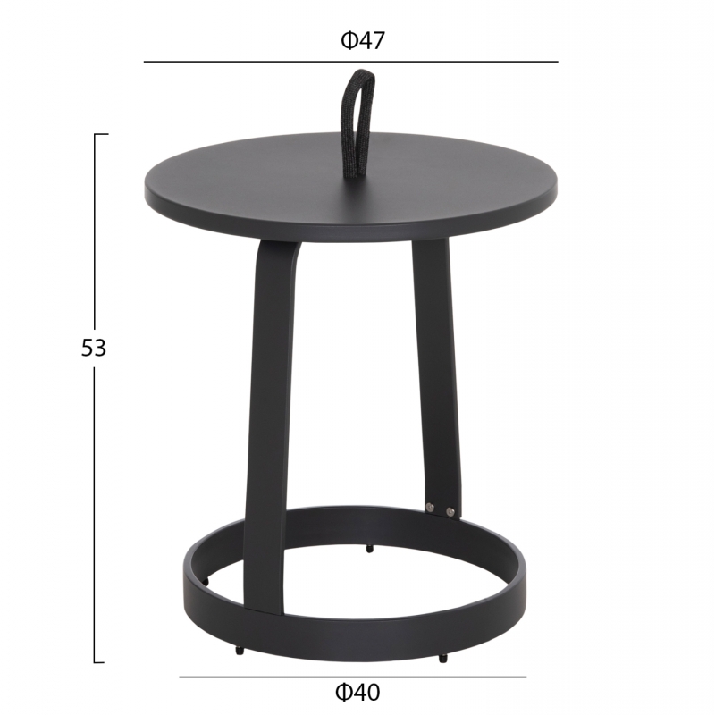 ΤΡΑΠΕΖΙ ΒΟΗΘΗΤΙΚΟ ΕΞ.ΧΩΡΟΥ MINO HM6432.01 ΑΛΟΥΜΙΝΙΟ & ΣΧΟΙΝΙ ΓΚΡΙ Φ47x53Υεκ