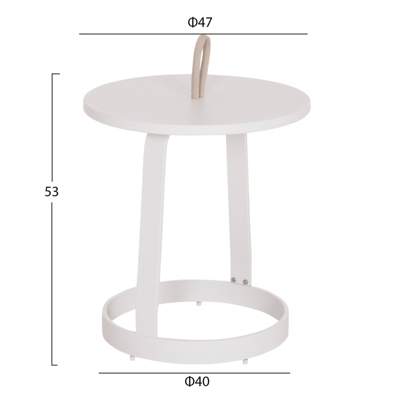 ΤΡΑΠΕΖΙ ΒΟΗΘΗΤΙΚΟ ΕΞ.ΧΩΡΟΥ MINO HM6432.02 ΑΛΟΥΜΙΝΙΟ ΛΕΥΚΟ & ΣΧΟΙΝΙ ΜΠΕΖ Φ47x53Υεκ