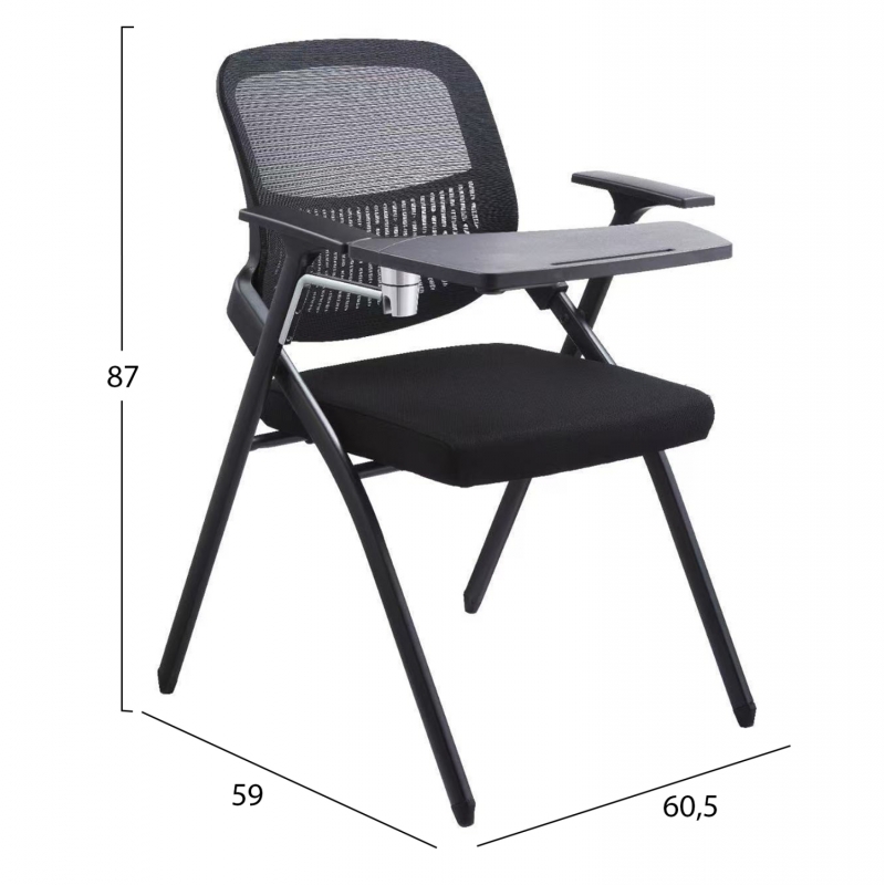 ΚΑΡΕΚΛΑ ΣΥΝΕΔΡΙΟΥ ΠΤΥΣΣΟΜΕΝΗ ΜΕ ΑΝΑΛΟΓΙΟ DENO HM1209.01 MESH ΥΦΑΣΜΑ ΜΑΥΡΟ 60x59x87Υεκ.