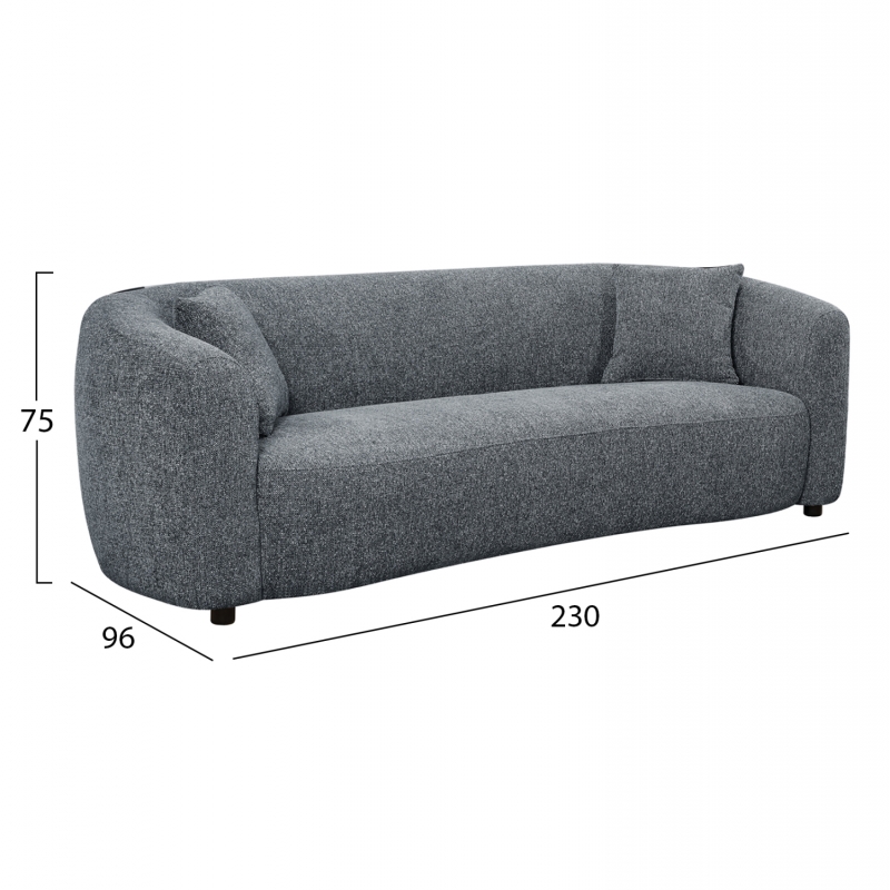 ΚΑΝΑΠΕΣ 3-ΘΕΣΙΟΣ NORD HM3321.01 ΓΚΡΙ ΥΦΑΣΜΑ 230x96x75Υεκ.