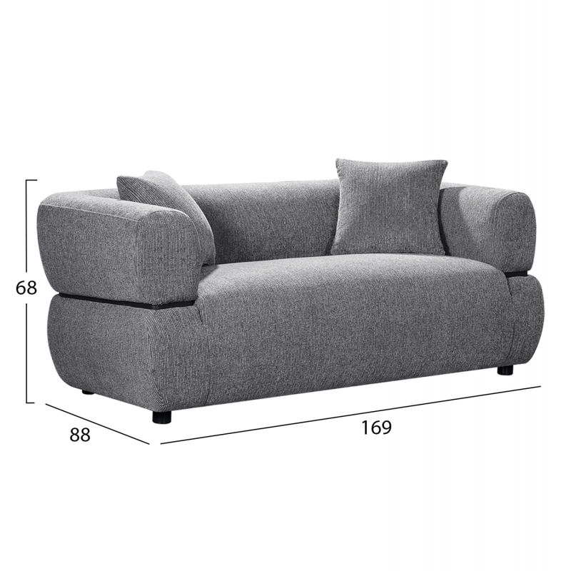 ΚΑΝΑΠΕΣ 2-ΘΕΣΙΟΣ ARCTIS HM3328.01 ΓΚΡΙ ΥΦΑΣΜΑ 169x88x68Υεκ.