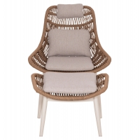 ΠΟΛΥΘΡΟΝΑ LOUNGE ΜΕ ΥΠΟΠΟΔΙΟ REMVAZZO HM6561.02 ΑΛΟΥΜΙΝΙΟ ΜΠΕΖ--WICKER 90x85x96Υεκ