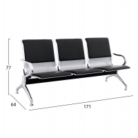 ΚΑΘΙΣΜΑ ΑΝΑΜΟΝΗΣ Τ.ΑΕΡΟΔΡΟΜΙΟΥ 3ΘΕΣΙΟ AVIATOR HM18400 ΜΕΤΑΛΛΟ ΜΕ PU ΜΑΥΡΟ 171x64x77Υ