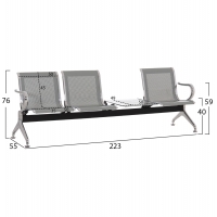 ΚΑΘΙΣΜΑ ΑΝΑΜΟΝΗΣ Τ.ΑΕΡΟΔΡΟΜΙΟΥ 3ΘΕΣΙΟ+ΤΡΑΠΕΖΙ AVIATOR HM18403 ΜΕΤΑΛΛΟ MESH ΓΚΡΙ 223x55x76Υεκ