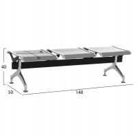 ΚΑΘΙΣΜΑ ΑΝΑΜΟΝΗΣ ΑΝΑΜΟΝΗΣ Τ.ΑΕΡΟΔΡΟΜΙΟΥ 3ΘΕΣΙΟ AVIATOR HM18404 ΜΕΤΑΛΛΟ MESH ΓΚΡΙ 148x50x40Υεκ