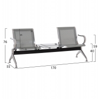 ΚΑΘΙΣΜΑ ΑΝΑΜΟΝΗΣ Τ.ΑΕΡΟΔΡΟΜΙΟΥ 2ΘΕΣΙΟ+ΤΡΑΠΕΖΙ AVIATOR HM18402 ΜΕΤΑΛΛΟ MESH ΓΚΡΙ 170x55x76Υεκ