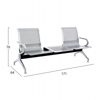 ΚΑΘΙΣΜΑ ΑΝΑΜΟΝΗΣ Τ.ΑΕΡΟΔΡΟΜΙΟΥ 2ΘΕΣΙΟ+ΤΡΑΠΕΖΙ AVIATOR HM18402 ΜΕΤΑΛΛΟ MESH ΓΚΡΙ 171x64x76Υεκ