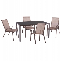 ΣΕΤ ΤΡΑΠΕΖΑΡΙΑΣ 5ΤΜΧ ΕΞΩΤ.ΧΩΡΟΥ LEOFER HM21009 ΤΡΑΠΕΖΙ & 4 ΠΟΛΥΘΡΟΝΕΣ--ΚΑΦΕ