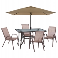 ΣΕΤ ΤΡΑΠΕΖΑΡΙΑΣ 6ΤΜΧ ΕΞΩΤ.ΧΩΡΟΥ BRAVO HM11543.02 ΤΡΑΠΕΖΙ-ΟΜΠΡΕΛΑ-4 ΠΟΛΥΘΡΟΝΕΣ--ΚΑΦΕ