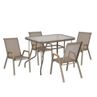 ΣΕΤ ΤΡΑΠΕΖΑΡΙΑΣ 5ΤΜΧ LEONE HM10835.04 ΚΑΡΕΚΛΕΣ ΜΕΤΑΛΛΙΚΕΣ & ΤΡΑΠΕΖΙ 110x60εκ ΣΑΜΠΑΝΙ