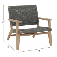 ΠΟΛΥΘΡΟΝΑ LOUNGE MONTER HM6241.02 ΞΥΛΟ ΑΚΑΚΙΑΣ ΦΥΣΙΚΟ-ΣΧΟΙΝΙ ΓΚΡΙ 78x62x67Υεκ