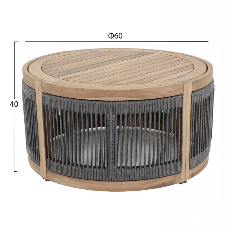 ΤΡΑΠΕΖΙ ΜΕΣΗΣ ΕΞ.ΧΩΡΟΥ ΣΤΡΟΓΓΥΛΟ MORMONT HM6262.02 ΞΥΛΟ ΑΚΑΚΙΑΣ-ΣΧΟΙΝΙ ΓΚΡΙ Φ60x40Υ