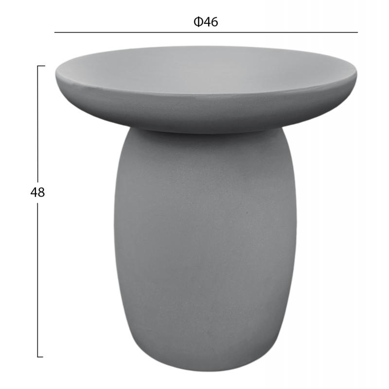 ΤΡΑΠΕΖΙ ΜΕΣΗΣ ΣΤΡΟΓΓΥΛΟ HIKARI HM6593.01 ΓΚΡΙ FIBER CEMENT Φ46x48Υεκ.