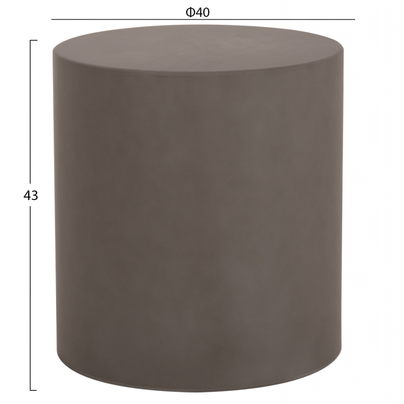 ΤΡΑΠΕΖΙ ΒΟΗΘΗΤΙΚΟ FIBER CEMENT ΣΤΡΟΓΓΥΛΟ KYOKO HM6592.01 ΓΚΡΙ Φ40x43Υεκ.
