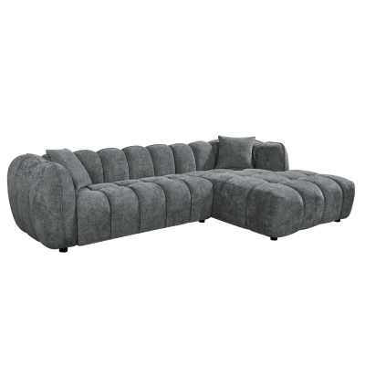 ΚΑΝΑΠΕΣ ΓΩΝΙΑ (ΔΕΞΙΑ) LYKKE HM3326.01R ΓΚΡΙ ΥΦΑΣΜΑ 280x89-165(η γωνία)x70Υεκ