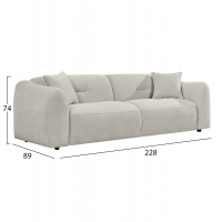 ΚΑΝΑΠΕΣ 3-ΘΕΣΙΟΣ JUNOA HM3333.02 ΕΚΡΟΥ ΥΦΑΣΜΑ 228x89x74Υεκ