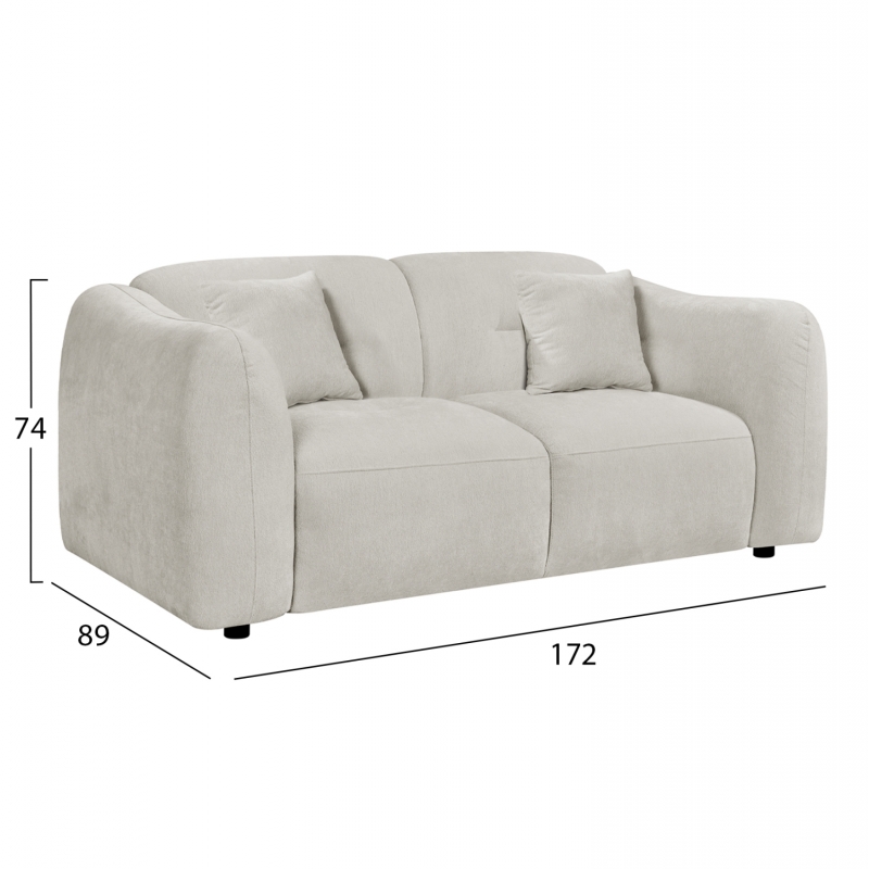 ΚΑΝΑΠΕΣ 2-ΘΕΣΙΟΣ JUNOA HM3334.02 ΕΚΡΟΥ ΥΦΑΣΜΑ 172x89x74Υεκ