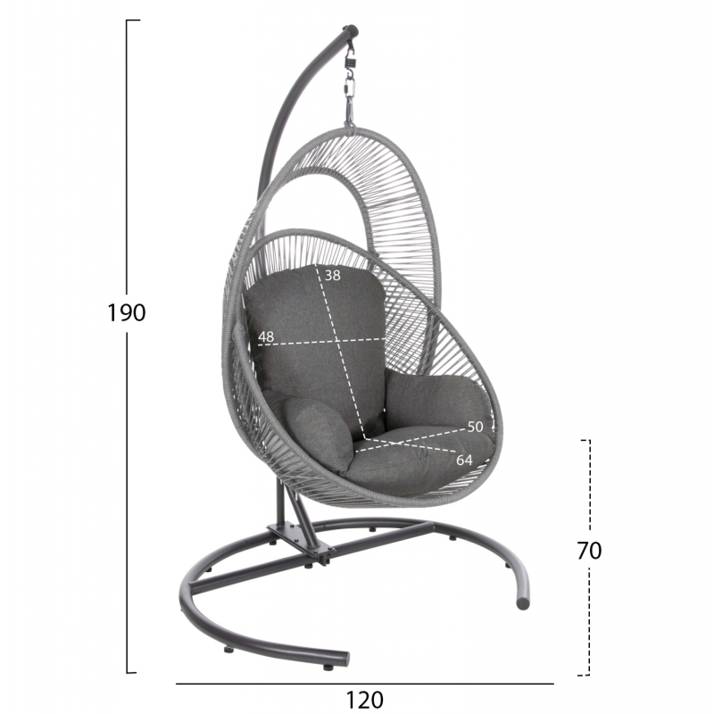 ΚΡΕΜΑΣΤΗ ΦΩΛΙΑ RULER HM6083.02 ΚΑΠΟΥΤΣΙΝΟ ΜΕΤΑΛ.- P.E.RATTAN-ΜΑΞΙΛΑΡΙ 120x110x190Υ