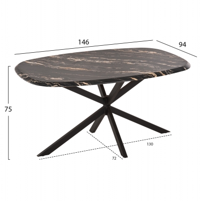 ΤΡΑΠΕΖΙ ΟΒΑΛ RODDEN HM11903.02 ΜΕ WERZALIT BLACK/GOLD MARBLE-ΜΑΥΡΗ ΒΑΣΗ 146x94x75Υεκ ΤΡΑΠΕΖΙ ΟΒΑΛ RODDEN HM11903.02 ΜΕ WERZALIT BLACK/GOLD MARBLE-ΜΑΥΡΗ ΒΑΣΗ 146x94x75Υεκ