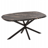ΤΡΑΠΕΖΙ ΟΒΑΛ RODDEN HM11903.02 ΜΕ WERZALIT BLACK/GOLD MARBLE-ΜΑΥΡΗ ΒΑΣΗ 146x94x75Υεκ