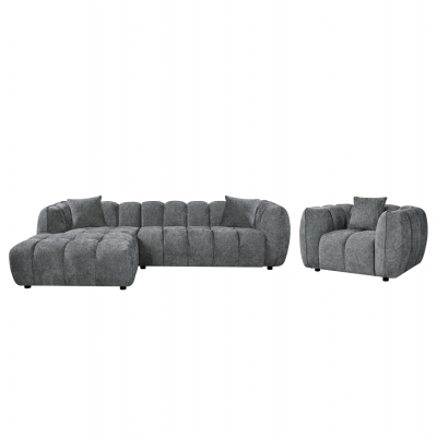 ΣΕΤ ΚΑΝΑΠΕΣ ΓΩΝΙΑ (ΑΡΙΣΤΕΡΗ)-ΠΟΛΥΘΡΟΝΑ LOUNGE LYKKE HM10820.01L ΓΚΡΙ ΥΦΑΣΜΑ