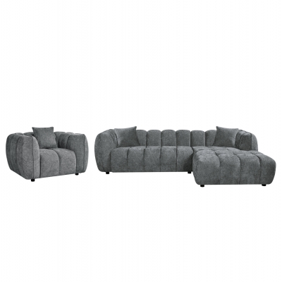 ΣΕΤ ΚΑΝΑΠΕΣ ΓΩΝΙΑ (ΔΕΞΙΑ)-ΠΟΛΥΘΡΟΝΑ LOUNGE LYKKE HM10820.01R ΓΚΡΙ ΥΦΑΣΜΑ