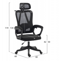 ΚΑΡΕΚΛΑ ΓΡΑΦΕΙΟΥ FRANTIC HM1224.01 ΜΑΥΡO MESH & ΠΟΛΥΠΡΟΠΥΛΕΝΙΟ 60x60x134Υεκ
