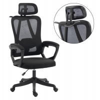 ΚΑΡΕΚΛΑ ΓΡΑΦΕΙΟΥ FRANTIC HM1224.01 ΜΑΥΡO MESH & ΠΟΛΥΠΡΟΠΥΛΕΝΙΟ 60x60x134Υεκ