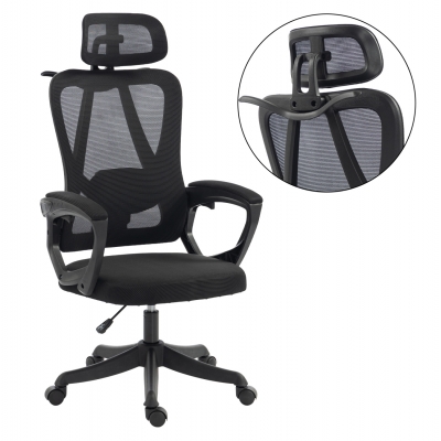 ΚΑΡΕΚΛΑ ΓΡΑΦΕΙΟΥ FRANTIC HM1224.01 ΜΑΥΡO MESH & ΠΟΛΥΠΡΟΠΥΛΕΝΙΟ 60x60x134Υεκ