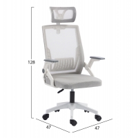ΚΑΡΕΚΛΑ ΓΡΑΦΕΙΟΥ MATRON HM1226.02 ΛΕΥΚΟ PP--ΑΝΟΙΧΤΟ ΓΚΡΙ MESH 47x47x128Υεκ