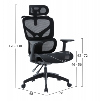 ΚΑΡΕΚΛΑ ΓΡΑΦΕΙΟΥ APEX HM1227.01 ΜΑΥΡO MESH & PP 68x68x120-130Υεκ