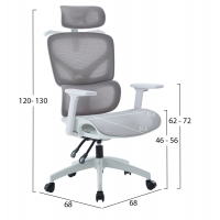 ΚΑΡΕΚΛΑ ΓΡΑΦΕΙΟΥ APEX HM1227.02 ΛΕΥΚΟ PP--ΑΝΟΙΧΤΟ ΓΚΡΙ MESH 68x68x120-130Υεκ